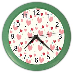 Love Heart Pink Polka Valentine Red Black Green White Color Wall Clocks by Mariart