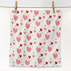 Love Heart Pink Polka Valentine Red Black Green White Face Towel by Mariart