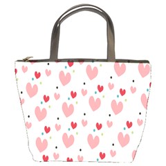 Love Heart Pink Polka Valentine Red Black Green White Bucket Bags by Mariart