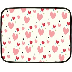 Love Heart Pink Polka Valentine Red Black Green White Fleece Blanket (mini) by Mariart