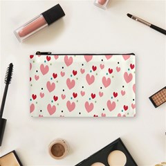 Love Heart Pink Polka Valentine Red Black Green White Cosmetic Bag (small)  by Mariart