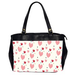 Love Heart Pink Polka Valentine Red Black Green White Office Handbags (2 Sides)  by Mariart