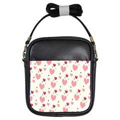 Love Heart Pink Polka Valentine Red Black Green White Girls Sling Bags by Mariart