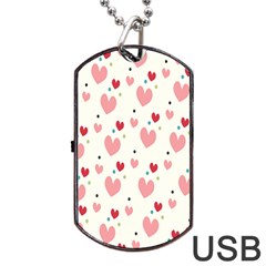 Love Heart Pink Polka Valentine Red Black Green White Dog Tag Usb Flash (two Sides) by Mariart