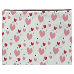 Love Heart Pink Polka Valentine Red Black Green White Cosmetic Bag (XXXL)  Front