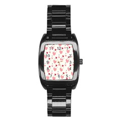 Love Heart Pink Polka Valentine Red Black Green White Stainless Steel Barrel Watch by Mariart