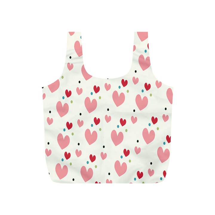 Love Heart Pink Polka Valentine Red Black Green White Full Print Recycle Bags (S) 