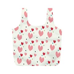 Love Heart Pink Polka Valentine Red Black Green White Full Print Recycle Bags (m)  by Mariart