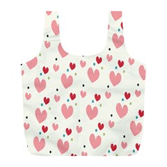 Love Heart Pink Polka Valentine Red Black Green White Full Print Recycle Bags (l)  by Mariart