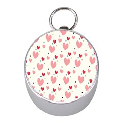 Love Heart Pink Polka Valentine Red Black Green White Mini Silver Compasses by Mariart