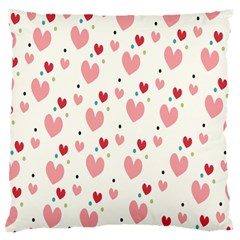 Love Heart Pink Polka Valentine Red Black Green White Large Flano Cushion Case (one Side) by Mariart