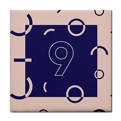 Number 9 Blue Pink Circle Polka Tile Coasters