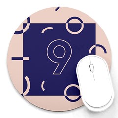 Number 9 Blue Pink Circle Polka Round Mousepads by Mariart