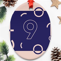 Number 9 Blue Pink Circle Polka Ornament (oval) by Mariart