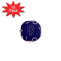 Number 9 Blue Pink Circle Polka 1  Mini Magnet (10 Pack) 