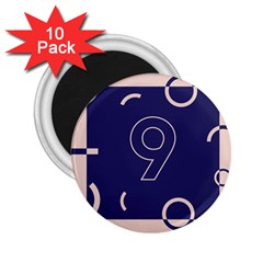 Number 9 Blue Pink Circle Polka 2 25  Magnets (10 Pack)  by Mariart