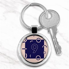 Number 9 Blue Pink Circle Polka Key Chains (round)  by Mariart