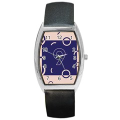 Number 9 Blue Pink Circle Polka Barrel Style Metal Watch by Mariart