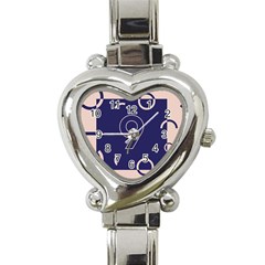 Number 9 Blue Pink Circle Polka Heart Italian Charm Watch by Mariart