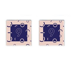 Number 9 Blue Pink Circle Polka Cufflinks (square) by Mariart