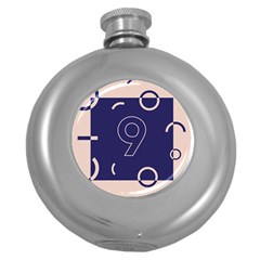 Number 9 Blue Pink Circle Polka Round Hip Flask (5 Oz) by Mariart