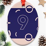 Number 9 Blue Pink Circle Polka Oval Ornament (Two Sides) Back