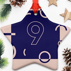 Number 9 Blue Pink Circle Polka Star Ornament (two Sides) by Mariart