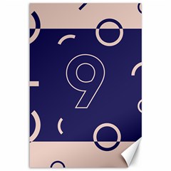 Number 9 Blue Pink Circle Polka Canvas 12  X 18   by Mariart