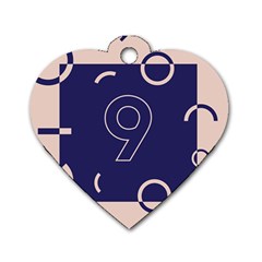 Number 9 Blue Pink Circle Polka Dog Tag Heart (two Sides) by Mariart