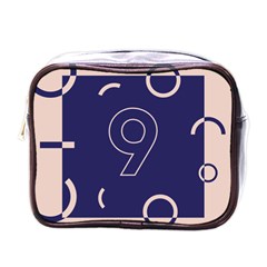 Number 9 Blue Pink Circle Polka Mini Toiletries Bags by Mariart