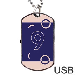 Number 9 Blue Pink Circle Polka Dog Tag Usb Flash (one Side) by Mariart