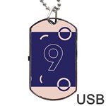 Number 9 Blue Pink Circle Polka Dog Tag USB Flash (One Side) Front