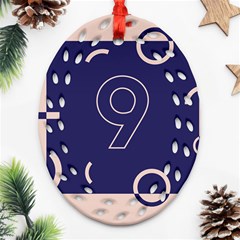 Number 9 Blue Pink Circle Polka Oval Filigree Ornament (two Sides) by Mariart