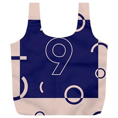 Number 9 Blue Pink Circle Polka Full Print Recycle Bags (l)  by Mariart