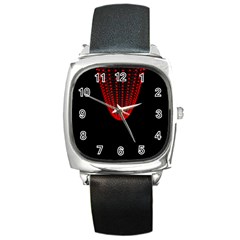 Normal Field Of An Elliptic Paraboloid Red Square Metal Watch by Mariart