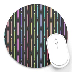 Pencil Stationery Rainbow Vertical Color Round Mousepads by Mariart