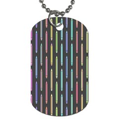 Pencil Stationery Rainbow Vertical Color Dog Tag (one Side)