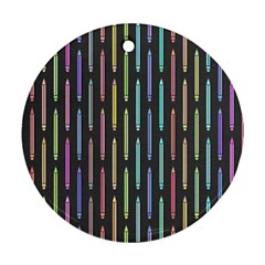 Pencil Stationery Rainbow Vertical Color Round Ornament (two Sides) by Mariart