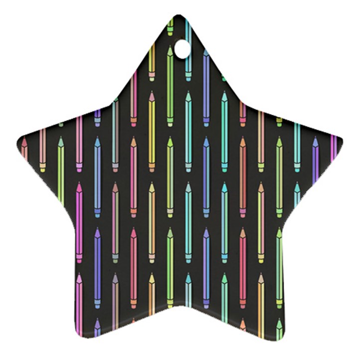 Pencil Stationery Rainbow Vertical Color Star Ornament (Two Sides)