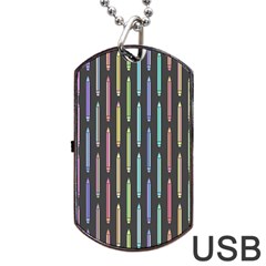 Pencil Stationery Rainbow Vertical Color Dog Tag Usb Flash (one Side) by Mariart