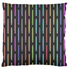 Pencil Stationery Rainbow Vertical Color Large Cushion Case (one Side) by Mariart