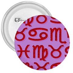 Illustrated Zodiac Red Purple Star 3  Buttons