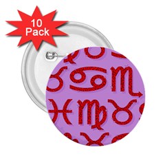 Illustrated Zodiac Red Purple Star 2 25  Buttons (10 Pack)  by Mariart