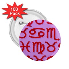 Illustrated Zodiac Red Purple Star 2 25  Buttons (100 Pack) 