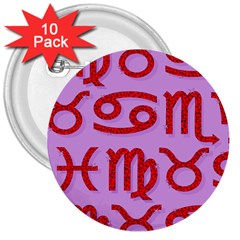 Illustrated Zodiac Red Purple Star 3  Buttons (10 Pack)  by Mariart