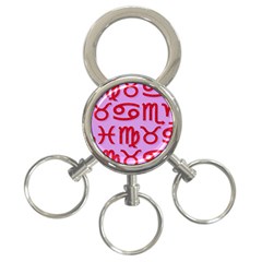 Illustrated Zodiac Red Purple Star 3-ring Key Chains by Mariart