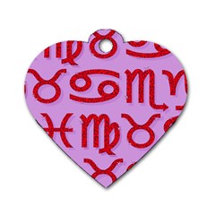 Illustrated Zodiac Red Purple Star Dog Tag Heart (two Sides) by Mariart