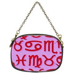 Illustrated Zodiac Red Purple Star Chain Purses (two Sides)  by Mariart