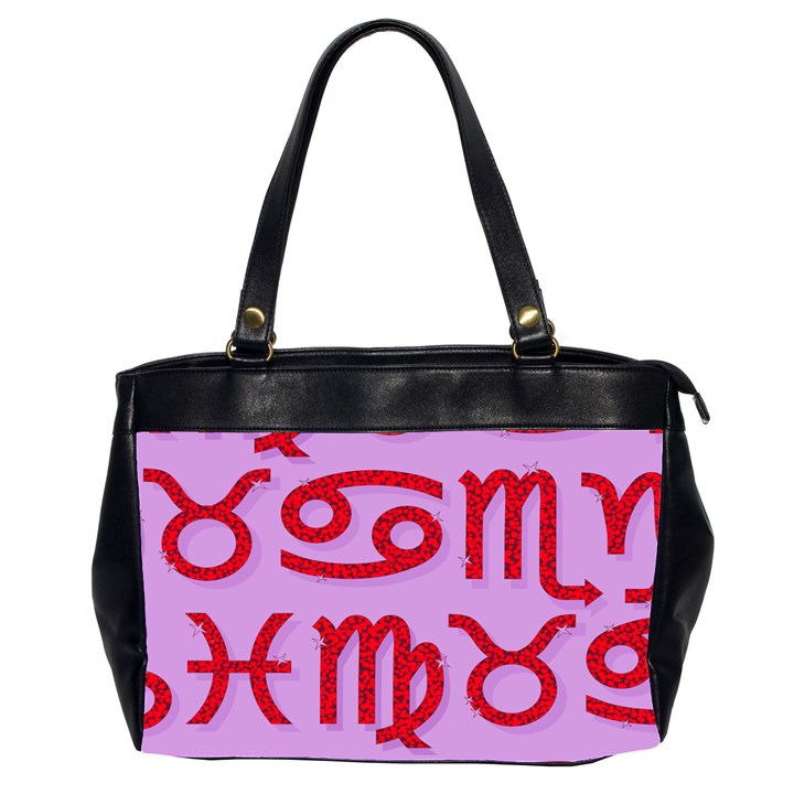 Illustrated Zodiac Red Purple Star Office Handbags (2 Sides) 