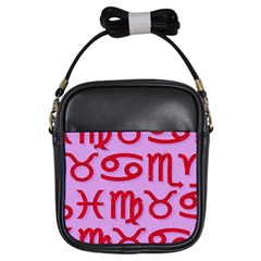 Illustrated Zodiac Red Purple Star Girls Sling Bags by Mariart